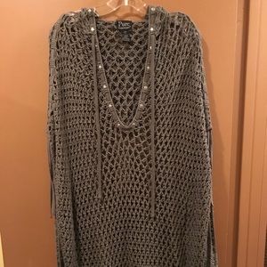 Knitted poncho with hood